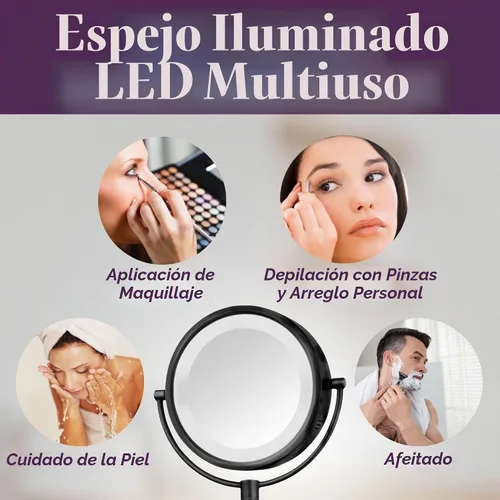 Vista 7 de JERDON Espejo de maquillaje de montaje en pared con cableado - 5X/1X - Negro - HL65BKD Alambre directo negro