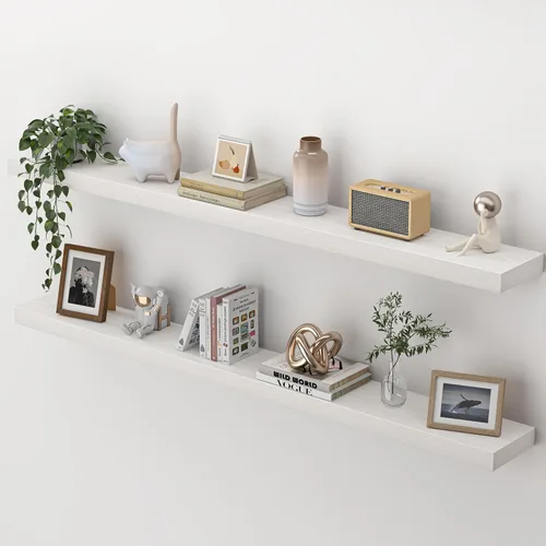 Vista 31 de Heimlove Estantes flotantes para pared, estante de 16 pulgadas para baño pequeño, almacenamiento montado y exhibición, estantes de madera para Negro