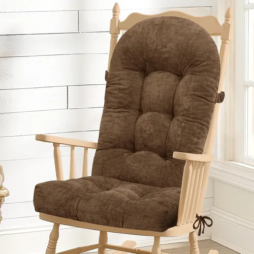 Vista 45 de Cojín para Silla Mecedora - Tela de Chenilla, Esponja de Alta Densidad, Almohadillas de Asiento Copetudas Antideslizantes y Duraderas con Lazos