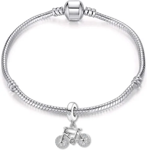 Vista 2 de QeenseKc Amor Bicicleta Colgante Charm Rainbow Crystal Sport Fan Bead para Pandora Pulsera