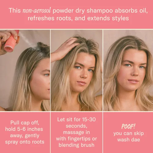 Vista 4 de DAE Champú en polvo seco Fairy Duster - Ingredientes naturales sin aerosol, absorbe aceite y refresca las raíces