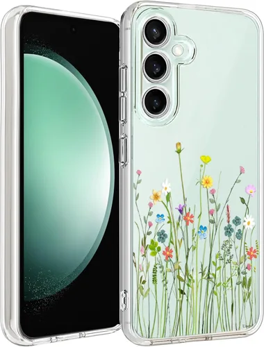 Vista 16 de Unov Funda para Galaxy S23, transparente con diseño, ajuste delgado, buen agarre, funda de teléfono en relieve, cubierta protectora a prueba