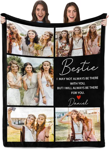 Vista 17 de Envío al día siguiente, regalos de cumpleaños para mejores amigas, manta personalizada con fotos, regalos de manta para mejores amigas y BFF, regalo