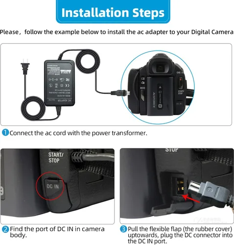 Vista 4 de Glorich Adaptador de corriente alterna de repuesto CA-110 para Canon VIXIA HF M50, M500, R60, R50, R500, R40, R400, R300, R20, R200, VIXIA Mini