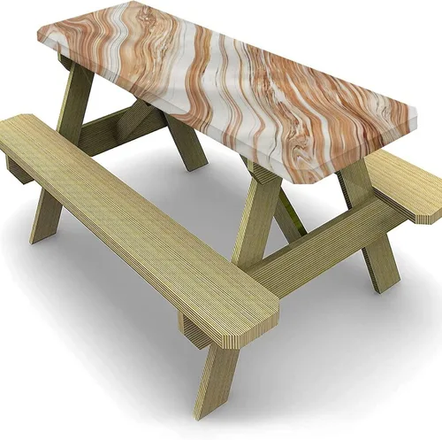 Vista 3 de XISUNYA Mantel de poliéster elástico con diseño de mármol, mantel rectangular de 24 x 36 pulgadas para mesa plegable de 3 pies, mantel ajustable