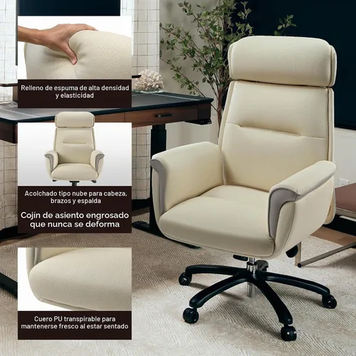 Vista 3 de EUREKA ERGONOMIC Silla de oficina de cuero de microfibra, silla de escritorio ergonómica, silla ejecutiva para juegos de oficina, cómoda silla