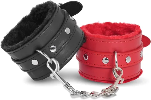 Vista 6 de Rbenxia Esposas de muñeca para adultos de cuero PU cinturón de sujeción de esposas Adjustable Handcuffs Ankle Bracelets,SM,Bondage Fetish