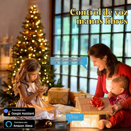 Vista 3 de Brizled - Tira de luces inteligentes para Navidad, 20 metros / 66 pies, 200 luces LED que cambian de color, control por aplicación y voz, luces