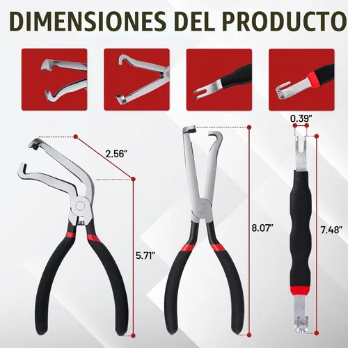 Vista 6 de Alicates de desconexión eléctrica, 3 piezas de conector de terminal eléctrico automotriz, herramienta de extracción de conector eléctrico