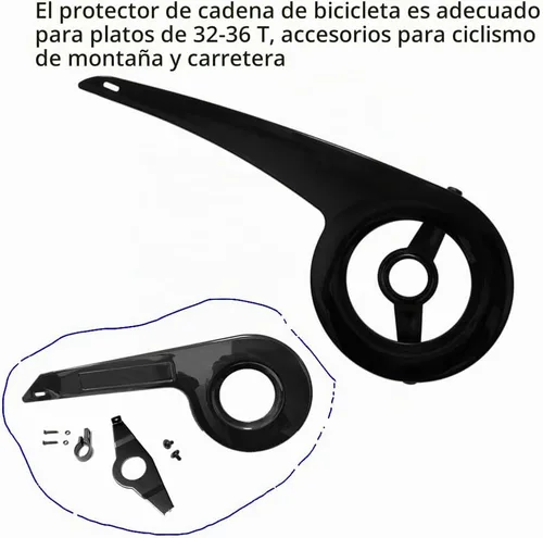 Vista 5 de Protector de cadena de bicicleta, protector de plato de piñones, protección de bielas de rueda de bicicleta, accesorios de ciclismo para bicicleta