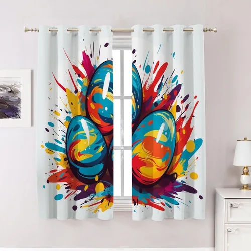 Vista 156 de Cortinas opacas de poliéster multicapa marrón con diseño de bosque natural, 2 unidades, 26 x 24 pulgadas