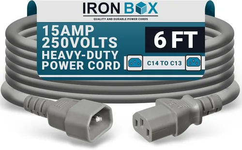 Vista 36 de IronBox Electric - Cable de Alimentación C14 a C13 de Servicio Pesado, 15A, 250V, Cable de Extensión para Computadora 14/3 AWG - Cables