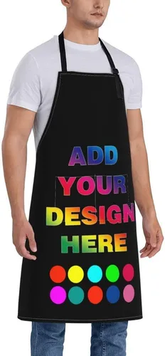 Vista 2 de Delantal personalizado para mujer, delantales personalizados con logotipo de texto fotográfico, delantales de cocina para regalos
