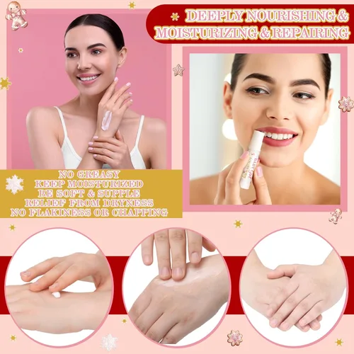 Vista 5 de 24 juegos de crema de manos y bálsamo labial para baby shower, regalo de Navidad, baby shower, regalos de fiesta, tamaño de viaje, loción de manos
