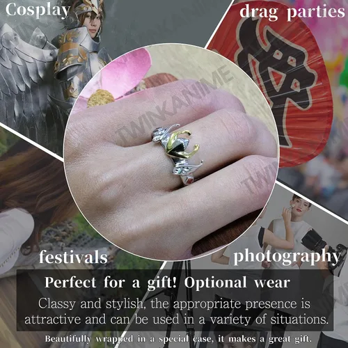 Vista 4 de TWINKANIME All 6 S925 Silver Ring Anime Sagittarius for Cosplay Open Band Adjustable Ring for Cosplay Prop