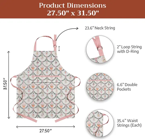Vista 1031 de Maison d' Hermine Delantales para mujer con bolsillo, 100% algodón (27.50 x 31.50 pulgadas)