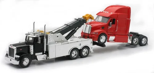 Vista 2 de Nuevo Ray SS-12053 Juguetes 1: 32 Escala Peterbilt Camión de remolque con rojo Peterbilt Cab Semi Camión