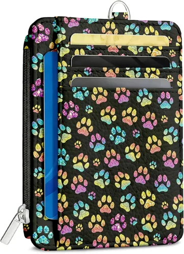 Vista 17 de Cartera delgada para mujer - Soporte para tarjetas de crédito con bloqueo RFID, cartera de piel sintética con ventana de identificación y bolsillo