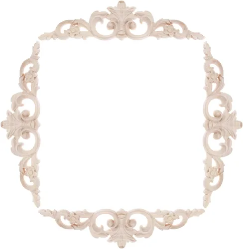 Vista 9 de MUXSAM Apliques de madera tallada, calcomanías largas de madera para moldear, incrustaciones de roseta para puerta, pared, repisa, armario, puerta
