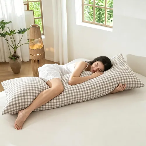 Vista 90 de MooMee Juego de 2 fundas de almohada de cuadros 100% algodón lavado con textura parecida al lino, transpirable, duradera, suave y cómoda