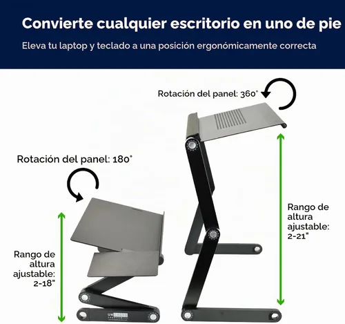 Vista 6 de Kit de conversión de escritorio vertical Workez para computadoras portátiles y de escritorio, Negro