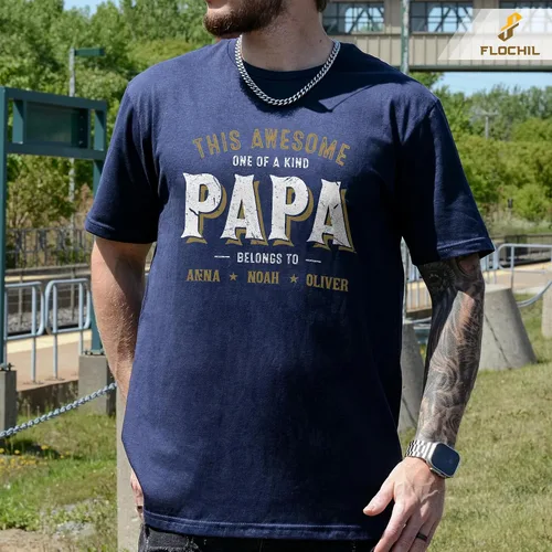 Vista 3 de FLOCHIL Camisa personalizada para papá para hombres, camisa de papá personalizada con nombres de niños, camiseta personalizada para el día