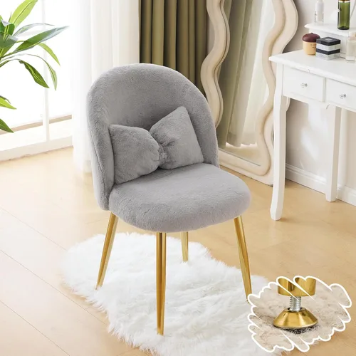 Vista 12 de Vingli Silla de Maquillaje de Pétalos con Respaldo, Silla Linda de Escritorio para Niñas Cómoda Sin Ruedas, Silla Moderna de Comedor, Silla
