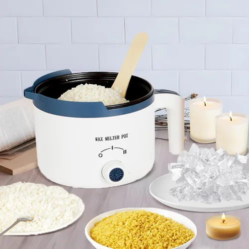 Vista 7 de KQU - Olla de cera con termómetro, derretidor eléctrico de cera para hacer velas con boquilla de 1.5 cuartos de galón, juego de olla doble pequeña