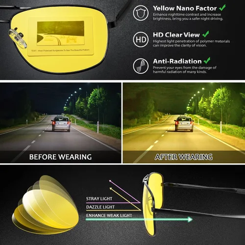 Vista 5 de URUMQI Lentes de sol de aviador polarizados cuadrados para hombre, lente de protección TAC UV400, pantallas de navegador piloto para conducir golf