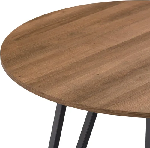 Vista 4 de CorLiving Ezra - Mesa de comedor con patas de hierro con parte superior de grano de madera de ingeniería marrón