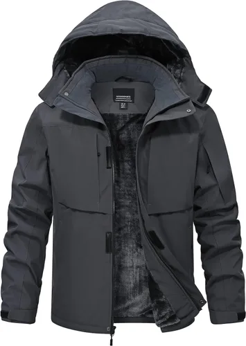 Vista 9 de Chaqueta de nieve de invierno para hombre, impermeable, para esquí, snowboard, lluvia, abrigo, con capucha aislada, forro polar