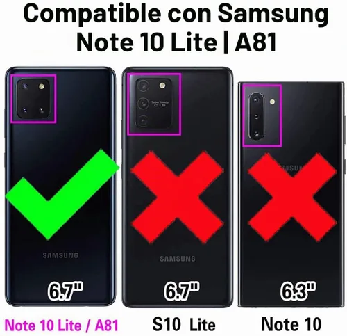Vista 2 de Asuwish Funda para teléfono Samsung Galaxy Note 10 Lite con protector de pantalla de vidrio templado y soporte de anillo delgado híbrido protector