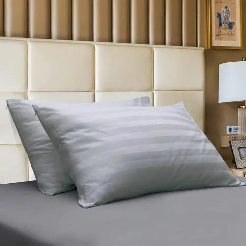 Vista 15 de Juego de 2 protectores de almohada estándar, 100% algodón egipcio con cremallera, 400 hilos, tejido satinado, algodón, color beige, fundas