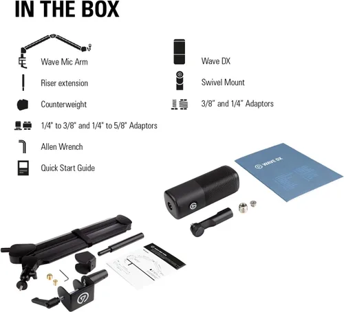 Vista 7 de Elgato Micrófono Wave DX XLR, optimizado para el habla, no requiere amplificador de señal, reduce el ruido no deseado, amplio ángulo de aceptación