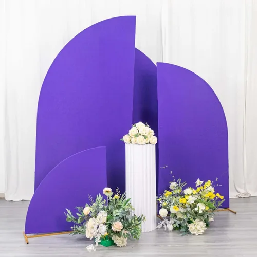 Vista 18 de Efavormart - Juego de 4 fundas de elastano beige para arco de media luna, fundas de telón de fondo Chiara de 2.5 pies a 7 pies para escenarios