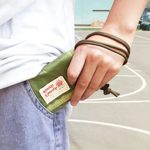Vista 3 de Rough Enough - Cartera para niños con cordón para adolescentes y niños, con cremallera, monedero de nailon verde militar