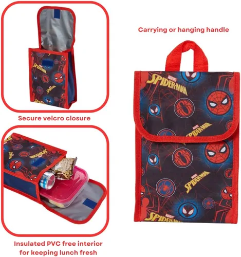 Vista 4 de Marvel Spiderman - Juego de mochila para niños, 16 pulgadas con lonchera y botella de agua