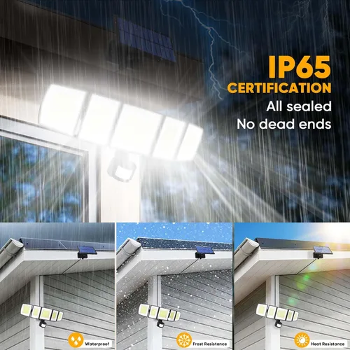 Vista 7 de MDCMDCM Luces solares de movimiento para exteriores, con cable de 16.4 pies, luces LED de seguridad de 3000 lm para exteriores del atardecer al