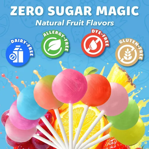 Vista 4 de Zollipops - Paletas Clean Teeth, sabor frambuesa azul, 6.2 onzas