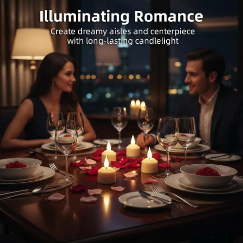 Vista 4 de Velas de té recargables sin llama con temporizador remoto y base de carga, velas LED que funcionan con pilas, velas USB para otoño, boda, Navidad