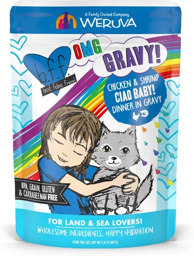 Vista 12 de Weruva B.F.F. OMG - Best Feline Friend Oh My Gravy!, Booya! - Alimento para gatos con carne de res y pollo en salsa, bolsa de 2.8 onzas