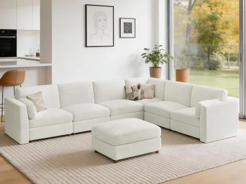 Vista 54 de CUGOAO Sofá biplaza extragrande de 83.5 pulgadas, sofás para sala de estar, sofá nube de felpilla de asiento profundo, sofá modular seccional, funda