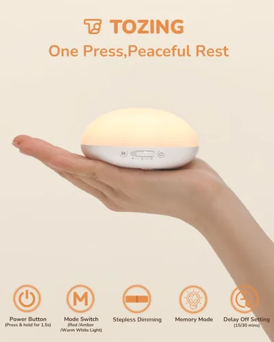 Vista 5 de Luz de huevo para guardería, luz nocturna portátil para bebés para lactancia, luz nocturna recargable para bebé con temporizador, lámpara roja