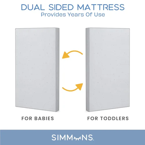 Vista 7 de Simmons - Colchón infantil Silver Nights de doble cara para cuna de bebé y colchón para niños pequeños - GREENGUARD Gold - Impermeable - Núcleo