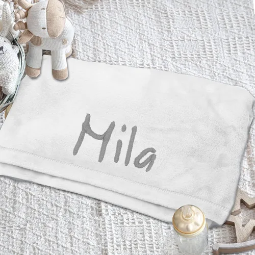 Vista 6 de My Personal Memories Manta de bebé personalizada para niño o niña, regalo suave y afelpado para recién nacido, bordada con nombre (azul)