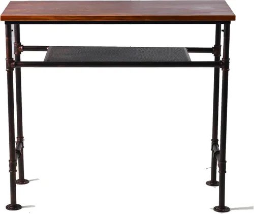 Vista 5 de Mesa rectangular de madera de pino maciza de 41.3 pulgadas de altura, barra de bar rectangular de altura para cocina, comedor con estante adicional