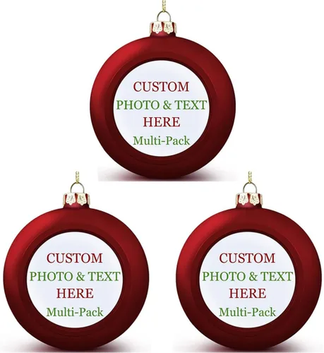 Vista 30 de Adornos de Navidad personalizados, texto fotográfico, haz tu propio adorno de cerámica de porcelana, regalo de recuerdos para decoración de Navidad