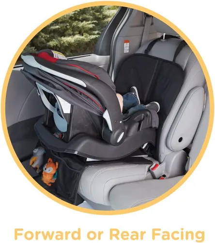 Vista 3 de Nuby Protector de asiento de coche de lujo, alfombrilla negra para usar debajo del asiento de coche del niño
