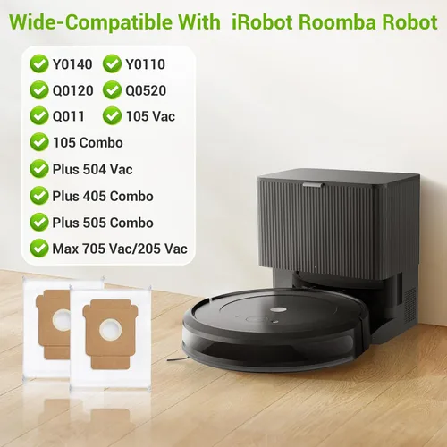 Vista 2 de Paquete de 16 bolsas de polvo combinadas Plus 405 para Roomba Essential Q0520/Plus 405 Combo/Plus 505 Combo/Plus 504 Vac/Y0140