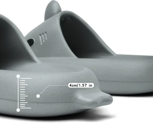 Vista 3 de Sandalias de tiburón para hombre y mujer, novedosas sandalias de verano con punta abierta, antideslizantes, para playa, piscina, ducha con suela